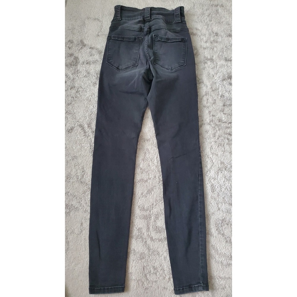 KanCan Signature High Rise Skinny Jeans Faded Black Triple Button Size 24 - Picture 2 of 4